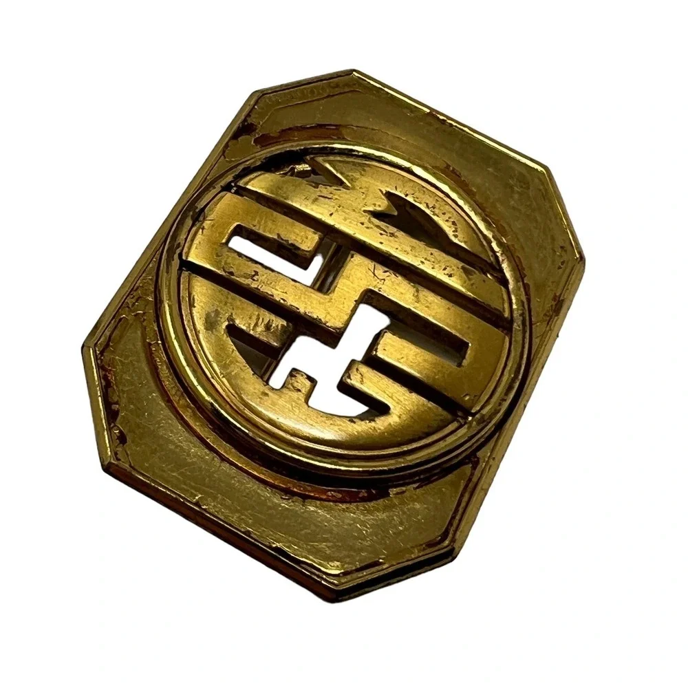 Vintage Monocraft Initial Brooch Gold Tone ESM Pin‎